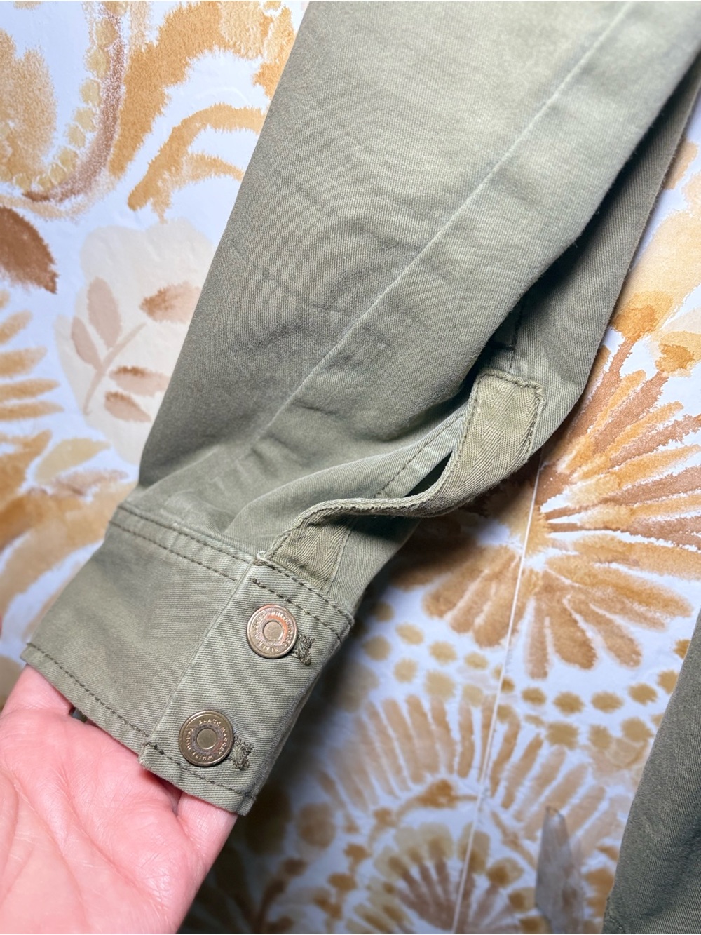White House Black Market Olive Green Studded Utility Jacket | Military Style - Picture 9 of 14